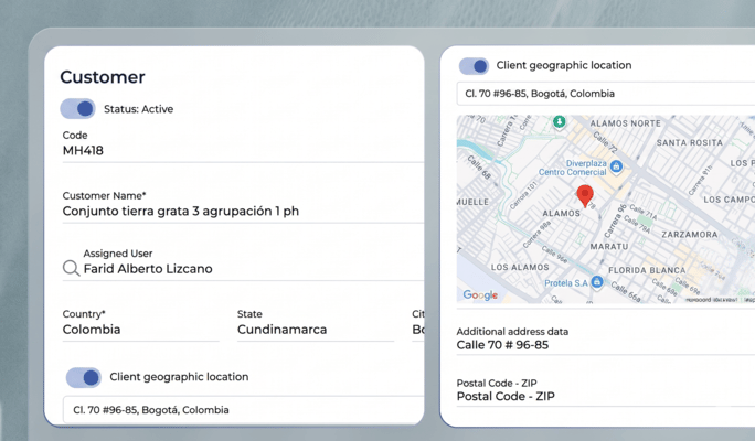 Customer management and tracking in CheckOp with interaction logging and control of field operations
