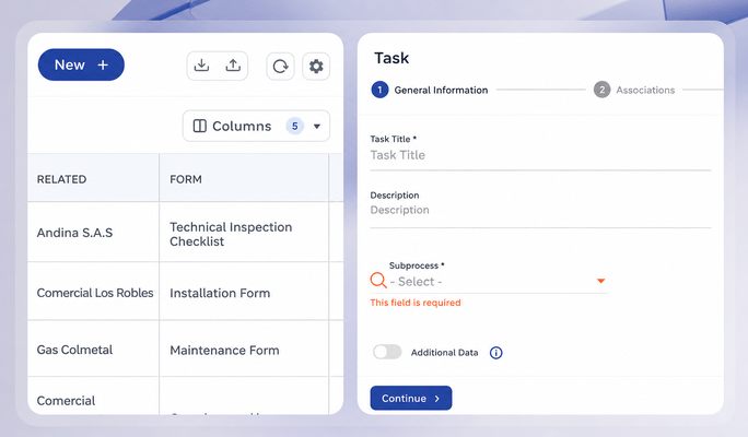 Task management and execution in CheckOp, including assignment, tracking, and monitoring of field team activities