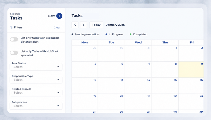 Task schedule in CheckOp to plan and schedule field team activities using an operational calendar