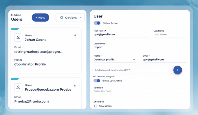 User, role, and permission management in CheckOp to control access and organize field teams