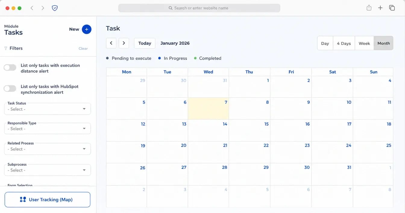 CheckOP platform for operations management and tracking of field teams via a digital app