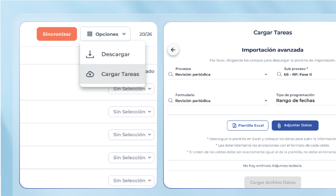 Carga masiva de tareas en Checkop para gestionar proyectos y operaciones en campo de forma eficiente y centralizada