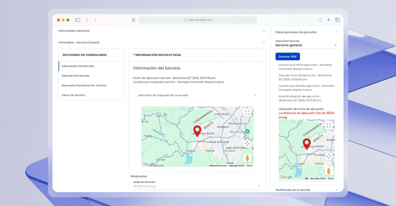 Rastreo GPS en tiempo real de equipos en campo con Checkop para supervisión y control de operaciones