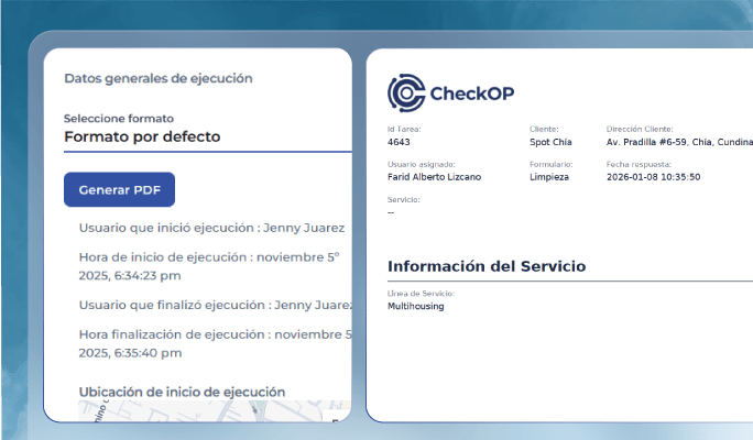 Generación y exportación de reportes en PDF en Checkop con resultados y análisis de operaciones en campo