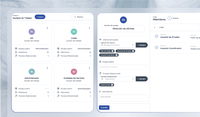 Gestión de equipos de trabajo en Checkop con organización jerárquica y asignación eficiente de tareas en campo
