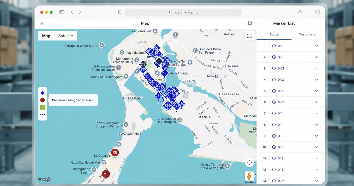 Logistics route reorganization with CheckOP to optimize deliveries and respond to demand peaks in field operations