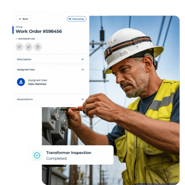 Utility service operations interface in CheckOP showing operational control and field activity tracking