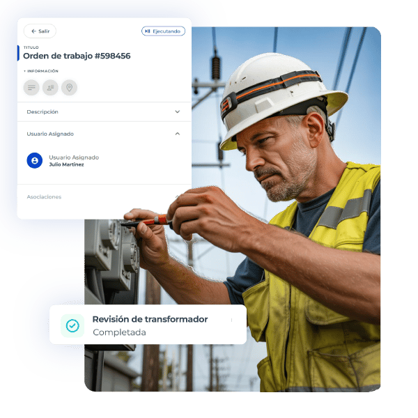 Interfaz de operaciones de servicios públicos en CheckOp mostrando control operativo y seguimiento de actividades en campo
