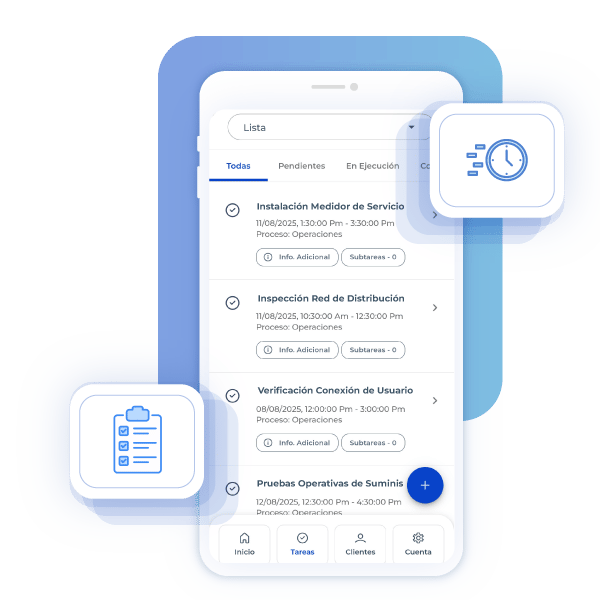 Ejecución de operaciones en servicios públicos con gestión de tareas y seguimiento en campo mediante Checkop