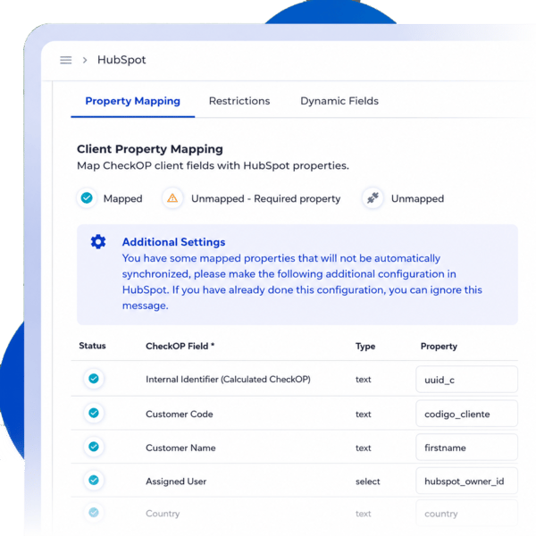 Checkop integration with HubSpot for data synchronization and field operations management