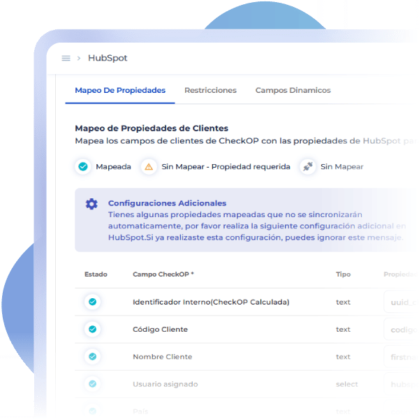 Integración de Checkop con HubSpot para sincronización de datos y gestión de operaciones en campo