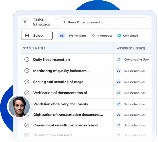 Task management interface in Checkop for assigning, tracking, and executing activities in field teams