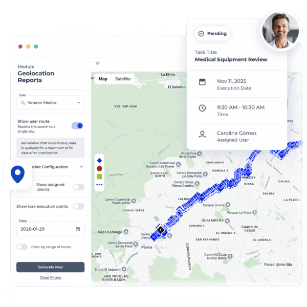 GPS tracking in Checkop with instant response to locate and supervise field operations