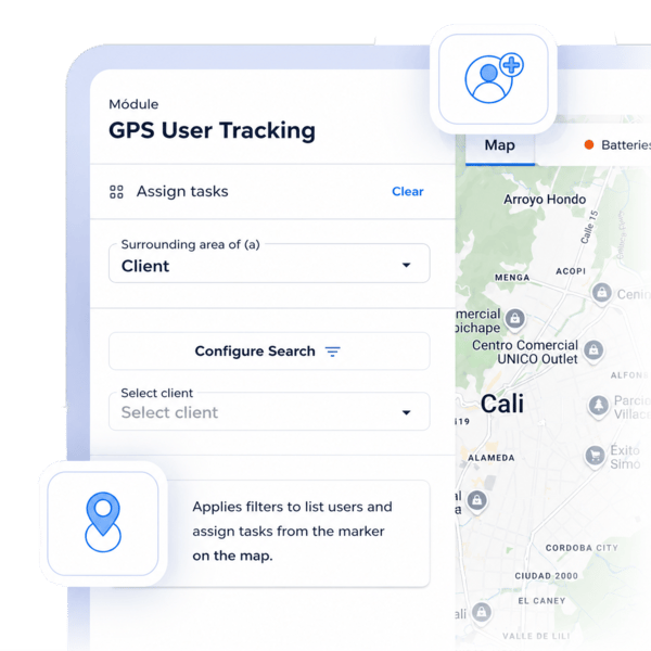 GPS tracking interface in CheckOp for monitoring field operations and teams in real time