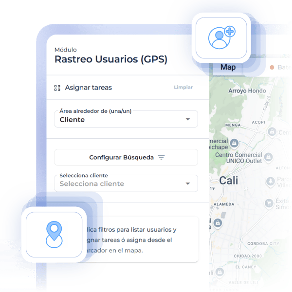 Interfaz de seguimiento GPS en Checkop para monitoreo de operaciones y equipos en campo en tiempo real