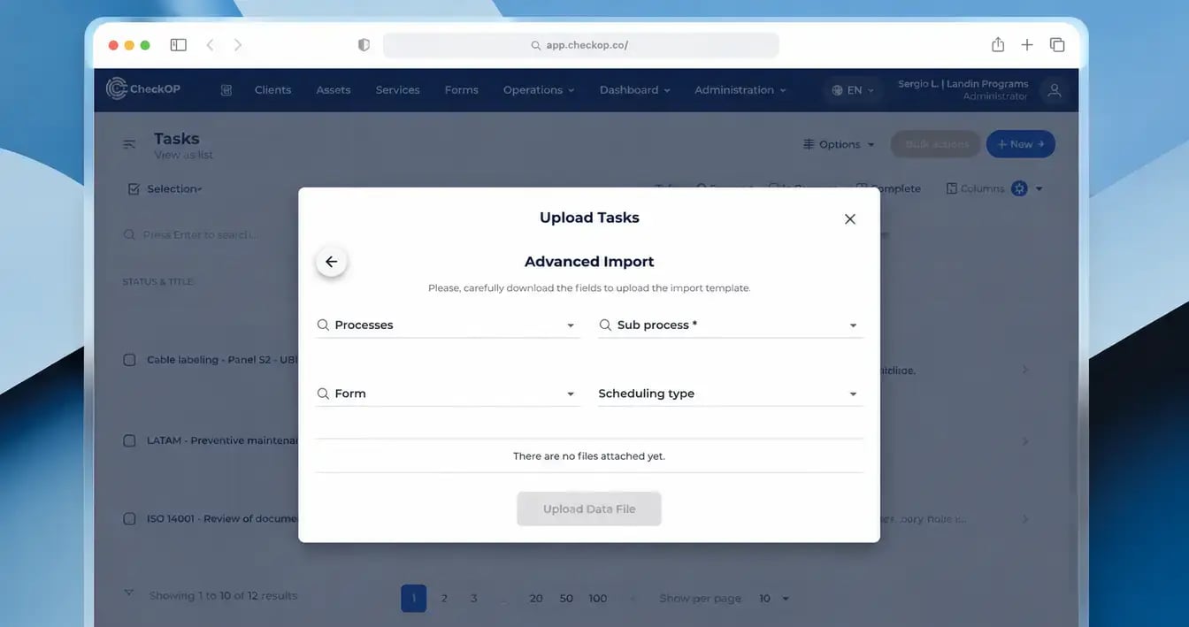 Bulk task upload in CheckOP for managers with planning and assignment of field operations