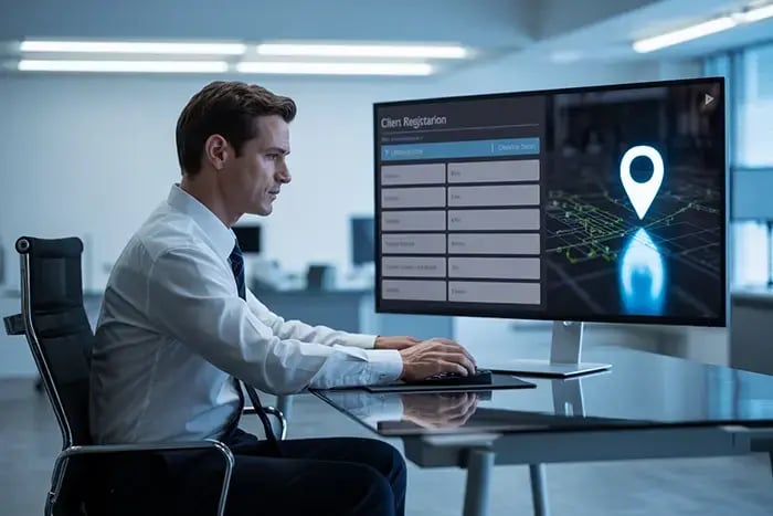 Client management and GPS tracking in CheckOP for supervision of operations and field service