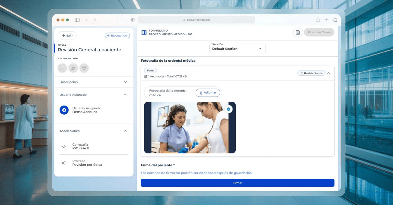 Registro de evidencia digital en atención médica con CheckOp para trazabilidad y control de intervenciones en campo